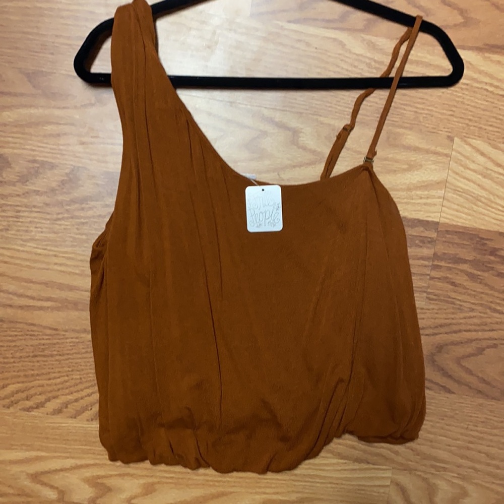Free People Drapey Asymmetrical Shoulder Top Size Medium